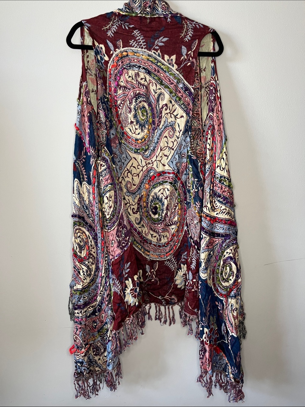 NWT Soft Surroundings Bohemian Sleeveless Open Front Cardigan Sharkbite Hemline